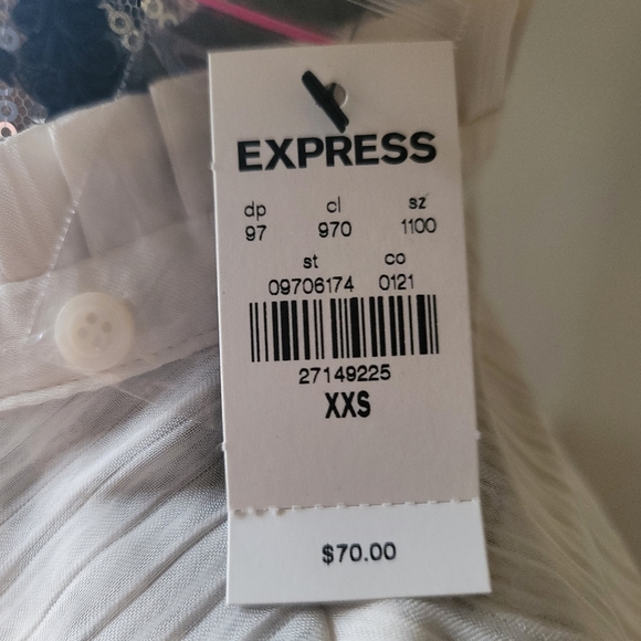 BRAND NEW, Express XXS swan button down blouse with hip tie - Picture 10 of 12